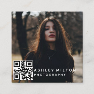 Square Modern Photography Visitekaartje met QR Co