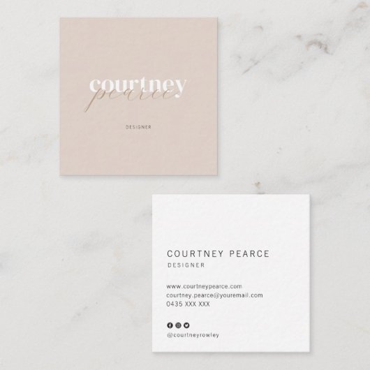 Square Modern professional business card Vierkante Visitekaartje (Voorkant / Achterkant)