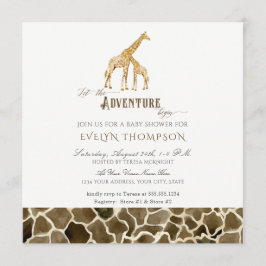 Square Modern Safari Adventure Baby shower Giraffe Kaart