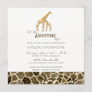 Square Modern Safari Adventure Baby shower Giraffe Kaart
