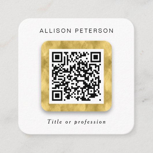 Square Moderne Gold networking professional QR cod Vierkante Visitekaartje (Voorkant)