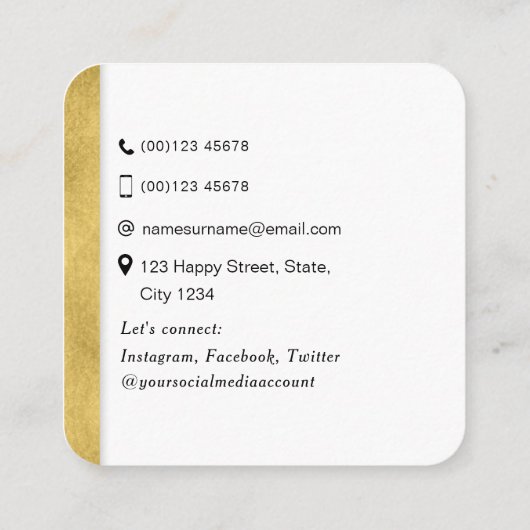 Square Moderne Gold networking professional QR cod Vierkante Visitekaartje (Achterkant)