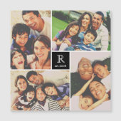 Square Monogram 4 Photo Collage Magnetic Card (Voorkant)