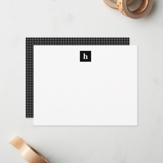 Square Monogram Notitiekaartje (Voorkant / Achterkant in situ)