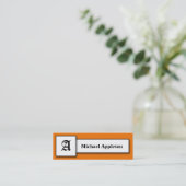 Square Monogram Oranje Calling Cards Contactkaartje (Staand voorkant)