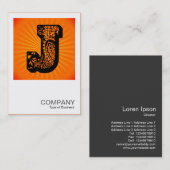 Square Monogram - Paisley Sunburst - J Visitekaartje (Voorkant / Achterkant)