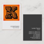 Square Monogram - Paisley Sunburst - K Visitekaartje (Voorkant / Achterkant)