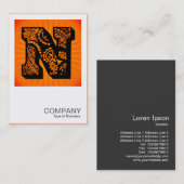 Square Monogram - Paisley Sunburst - N Visitekaartje (Voorkant / Achterkant)