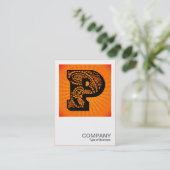 Square Monogram - Paisley Sunburst - P Visitekaartje (Staand voorkant)