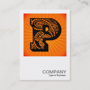 Square Monogram - Paisley Sunburst - P Visitekaartje