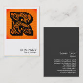 Square Monogram - Paisley Sunburst - R Visitekaartje (Voorkant / Achterkant)