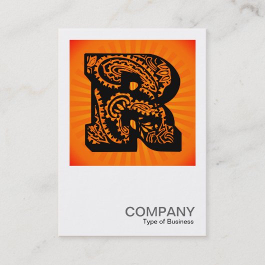 Square Monogram - Paisley Sunburst - R Visitekaartje (Voorkant)
