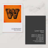 Square Monogram - Paisley Sunburst - W Visitekaartje (Voorkant / Achterkant)