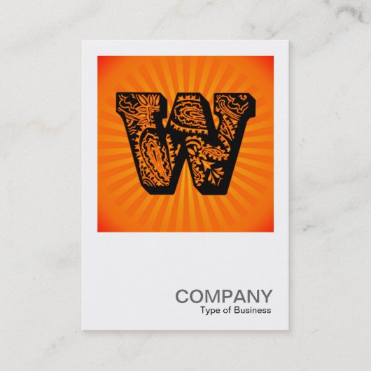 Square Monogram - Paisley Sunburst - W Visitekaartje (Voorkant)