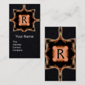 SQUARE MONOGRAM, roze zwart papier Visitekaartje (Voorkant / Achterkant)