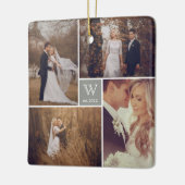 Square Monogram Simple Photo Collage Holiday Keramisch Ornament (Links)