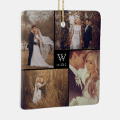 Square Monogram Simple Photo Collage Holiday Keramisch Ornament (Rechts)