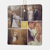 Square Monogram Simple Photo Collage Holiday Keramisch Ornament (Links)