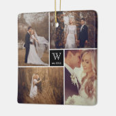 Square Monogram Simple Photo Collage Holiday Keramisch Ornament (Links)