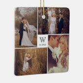 Square Monogram Simple Photo Collage Kerstmis Keramisch Ornament (Rechts)