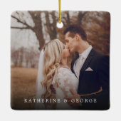 Square Monogram Simple Photo Collage Kerstmis Keramisch Ornament (Achterkant)