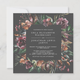 Square Moody Herfst Floral Burst Wedding Kaart