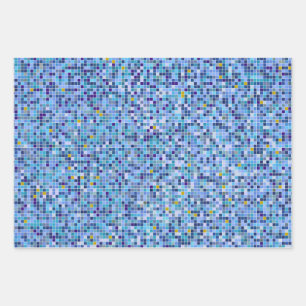 Square Mosaic Blue Tones Tile Pattern Inpakpapier Vel