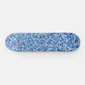 Square Mosaic Blue Tones Tile Pattern Skateboard (Horizontaal)