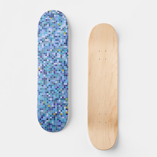 Square Mosaic Blue Tones Tile Pattern Skateboard (Voorkant)