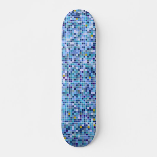 Square Mosaic Blue Tones Tile Pattern Skateboard (Voorkant)
