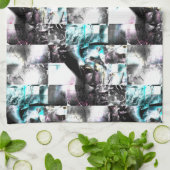 Square mozaïek van romige texturen in zilver tot c theedoek (Gevouwen)