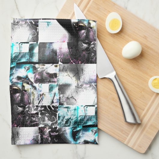 Square mozaïek van romige texturen in zilver tot c theedoek (Quarter Fold)