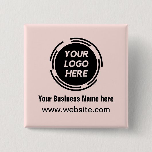 Square Name Business Logo Basic Employee Vierkante Button 5,1 Cm (Voorkant)