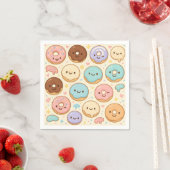 Square Napkin Design for Donuts — Cute Cartoon Servet (Insitu)