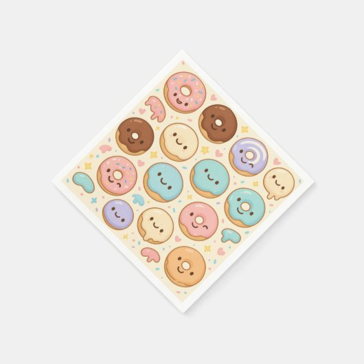 Square Napkin Design for Donuts — Cute Cartoon Servet (Hoek)