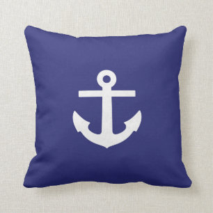 Square Navy Blue Anchor Pillow Kussen