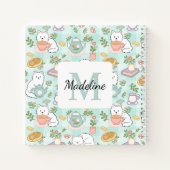 Square Notebook Personalized Tea Book Cats Green Notitieboek (Achterkant)