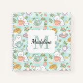 Square Notebook Personalized Tea Book Cats Green Notitieboek (Voorkant)