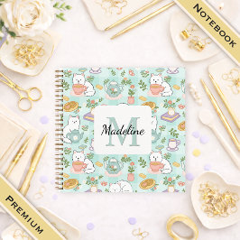 Square Notebook Personalized Tea Book Cats Green Notitieboek