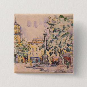 Square of the Hotel de Ville in Aix-en-Provence Vierkante Button 5,1 Cm