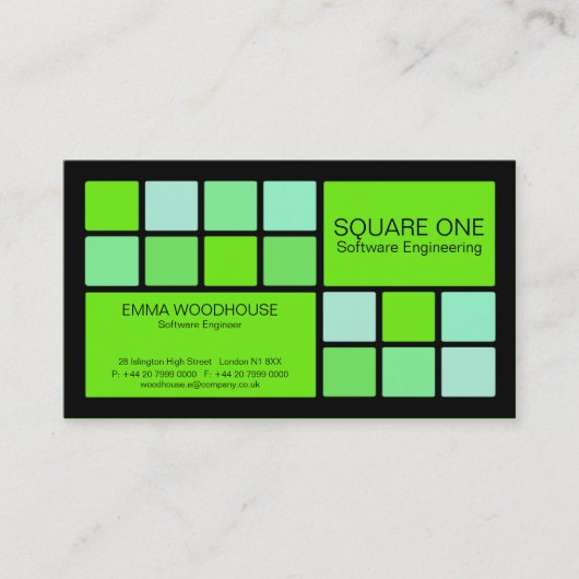 Square One Black, Green & Mint Visitekaartje (Voorkant)