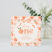 Square One Sweet Peach verjaardagsuitnodiging Kaart (Staand voorkant)