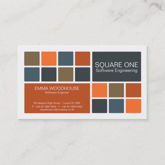 Square One White, Blue & Rust Visitekaartje (Voorkant)