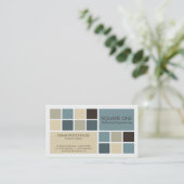 Square One White, Cadet Blue & Beige Visitekaartje (Staand voorkant)