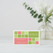 Square One White, Pink & Green Visitekaartje (Staand voorkant)