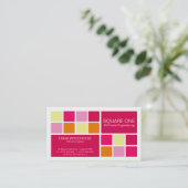 Square One White, Roze & Oranje Visitekaartje (Staand voorkant)