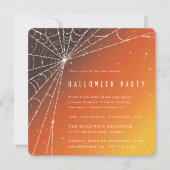 Square Oranje Diamond Spider Web Halloween Party Kaart (Voorkant)