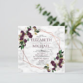 Square Paars Plum Copper Geometric Marble Kaart (Staand voorkant)