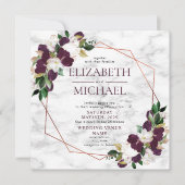 Square Paars Plum Copper Geometric Marble Kaart (Voorkant)