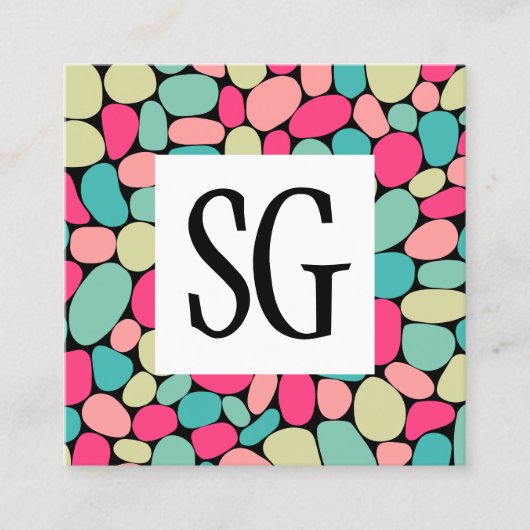 Square Panel - Initialen - Pebble Shapes 01 Vierkante Visitekaartje (Voorkant)